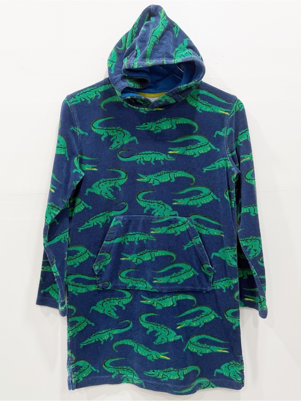 Mini Boden Toweling Throw-On Alligator Print Terry Hooded Cover Up 11-12y